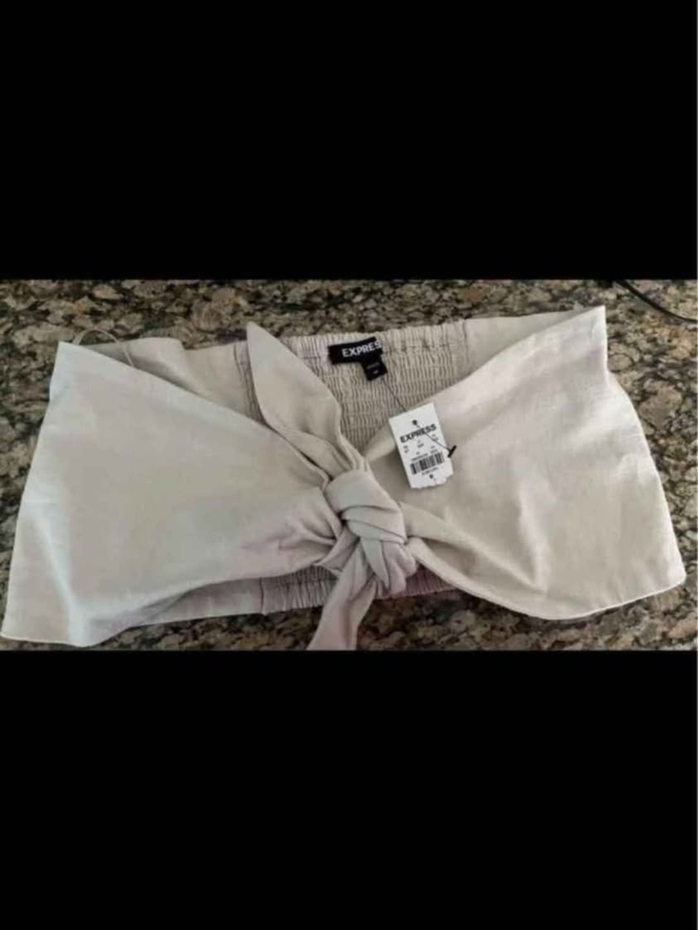 Express Women's Beige Linen Tie-Front Ruched Bandeau Top NWT